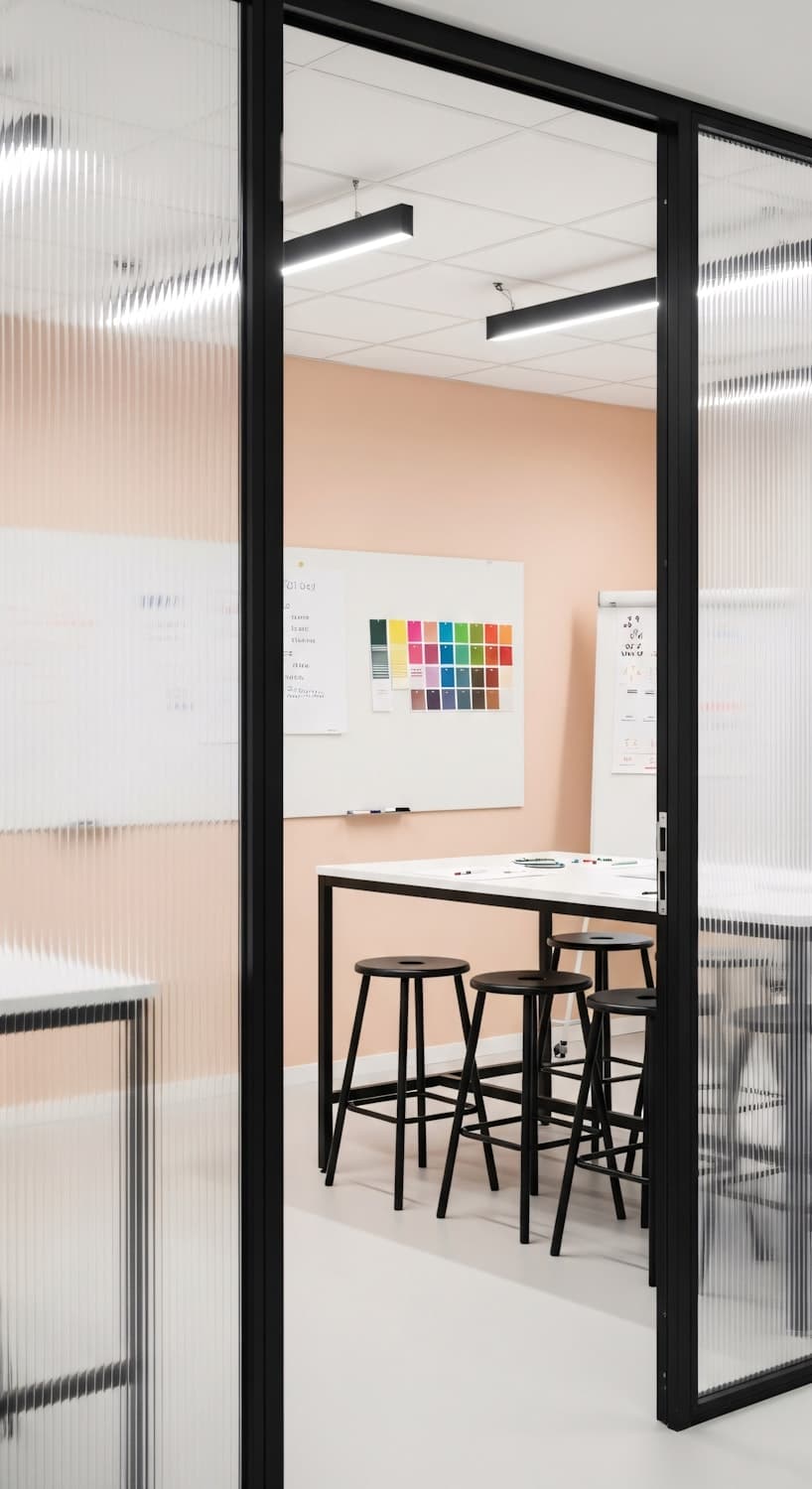 Our team working in a bright studio space